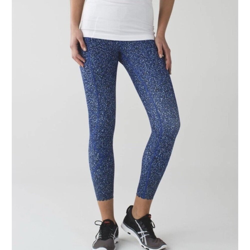 Lululemon Tight Stuff Legging Flux Shadow Size 4 Wrap Sapphire Blue Black